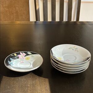 Floral Porcelain Saucer Set of 6